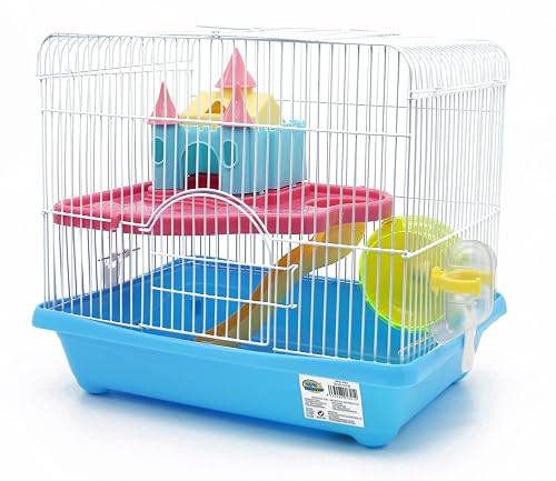 BPS® Jaula Hámster Chalé para Hámster con Escalera Bebedero Rueda y Casa Especial Multicolor Caramelo Color…