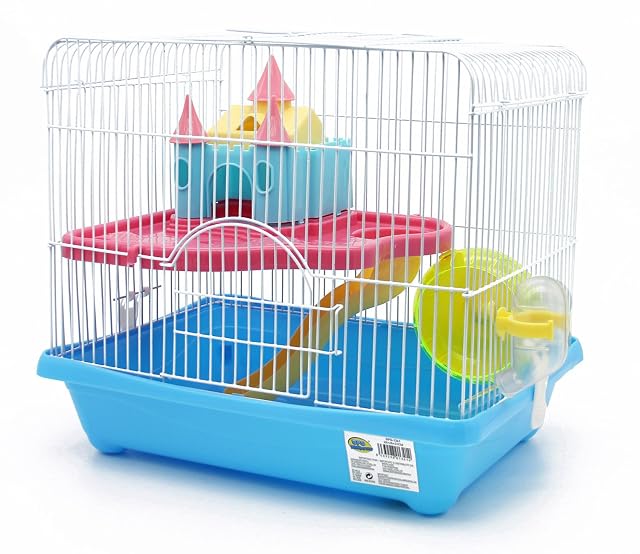 BPS® Jaula Hámster Chalé para Hámster con Escalera Bebedero Rueda y Casa Especial Multicolor Caramelo Color…