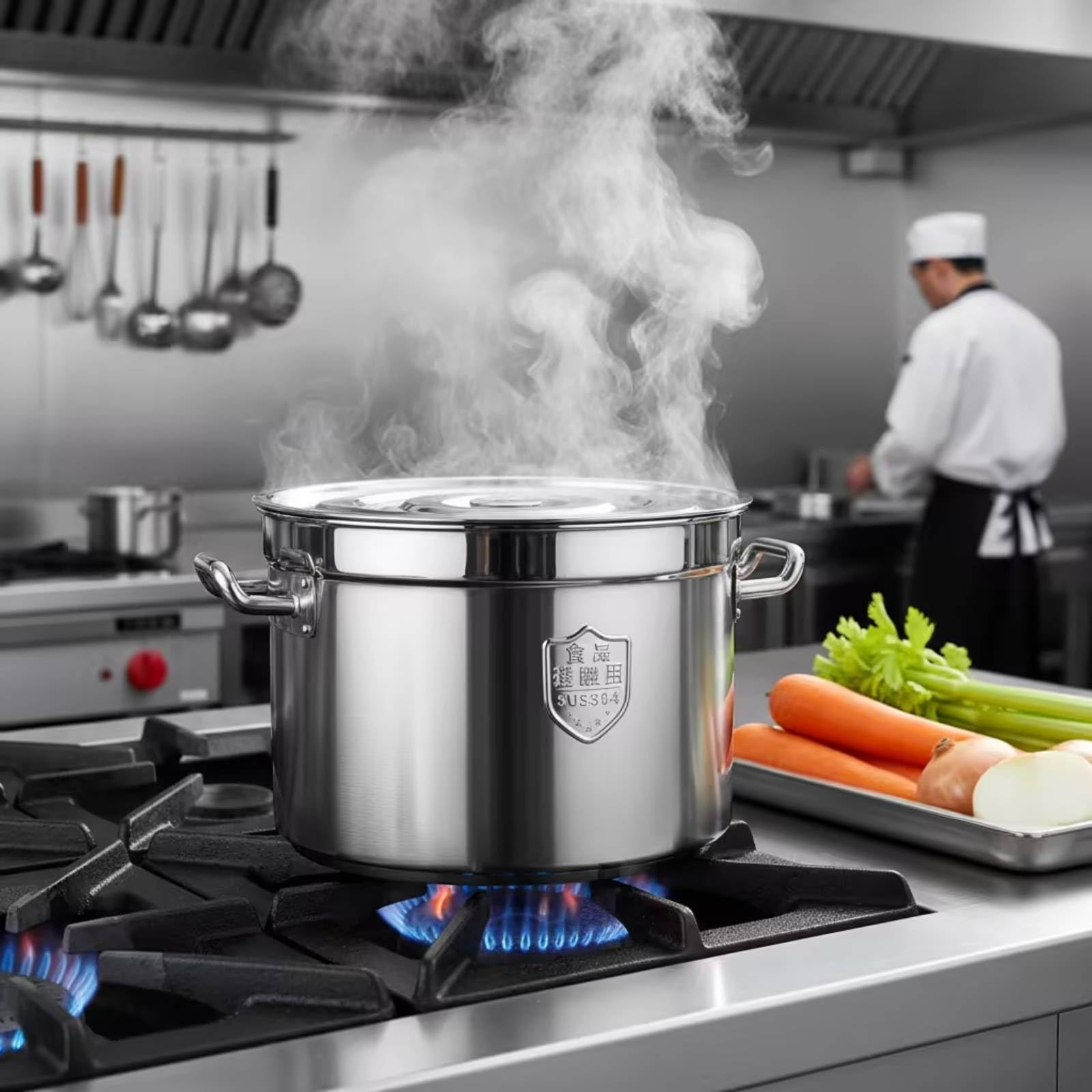Pentola con Coperchio Capiente Pentolone Ergonomico Marmitta per Chef, Ristoratori, Ristorante, 35 22 Pentola