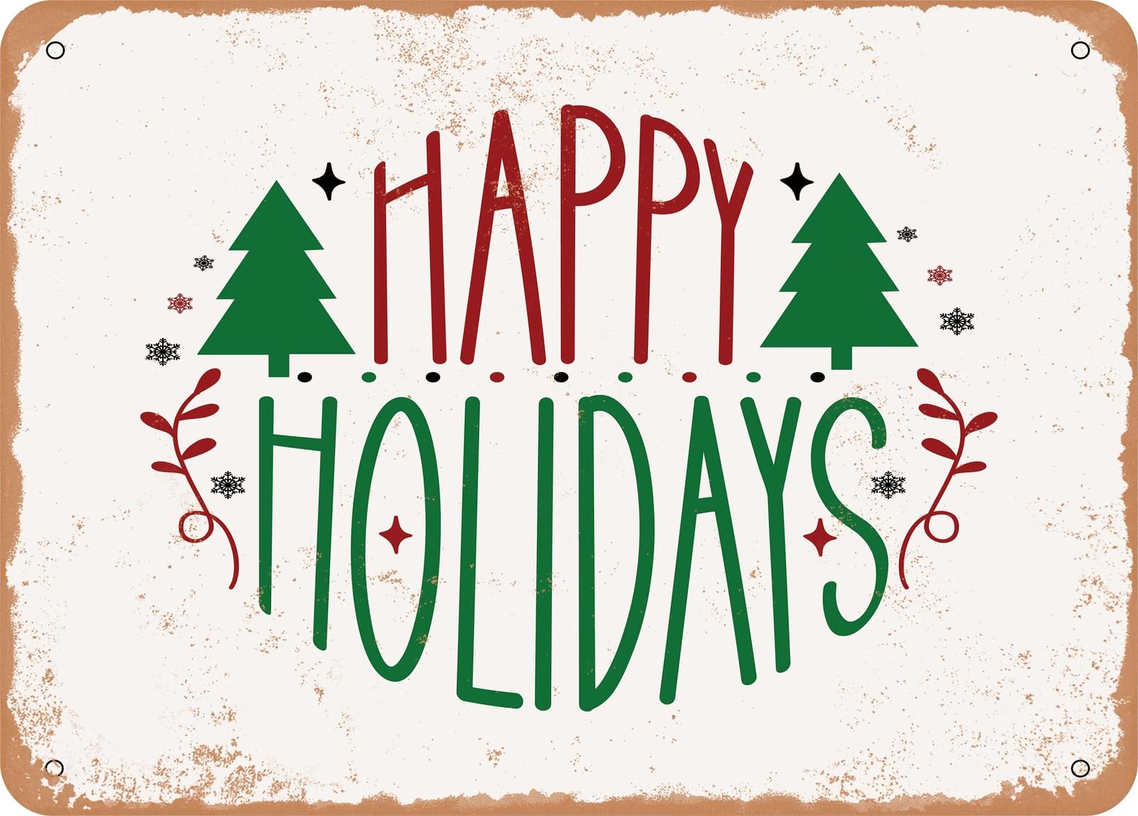 Metal Sign - Happy Holidays - 3 - Vintage Look Sign home decor