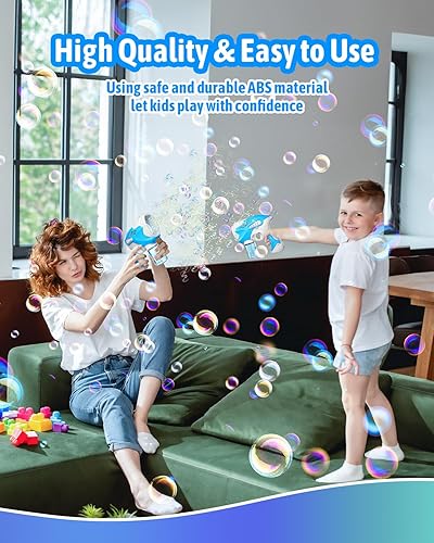Miniatura 5 de Boerfmo Pistola de burbujas  Máquina de burbujas para niños  8 agujeros soplador de varitas de burbujas con adhesivo y luz LED  El fabricante de