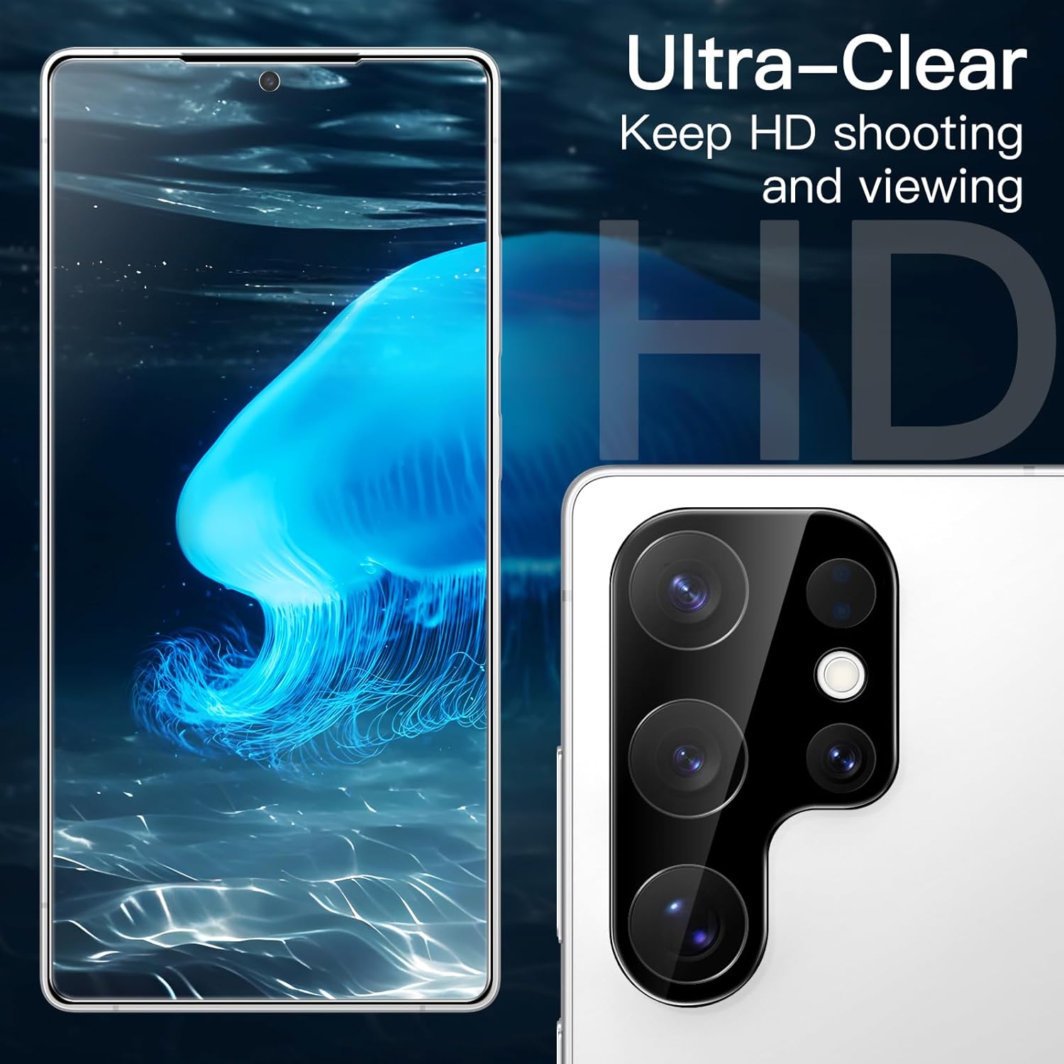 JETech 5 in 1 Case for Samsung Galaxy S25 Ultra 5G with 2-Pack Each Tempered Glass Screen Protector and Camera Lens Protector, Non-Yellowing Shockproof Bumper Phone Cover (Clear) - Image 7