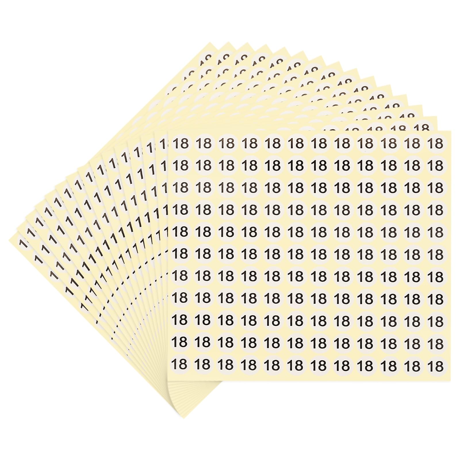 PATIKIL 15 Sheets Number Stickers Number 18 Round Sticker 0.5 Inch Self-Adhesive Small Label for Inventory Organizing Storage (Total 1980Pcs)