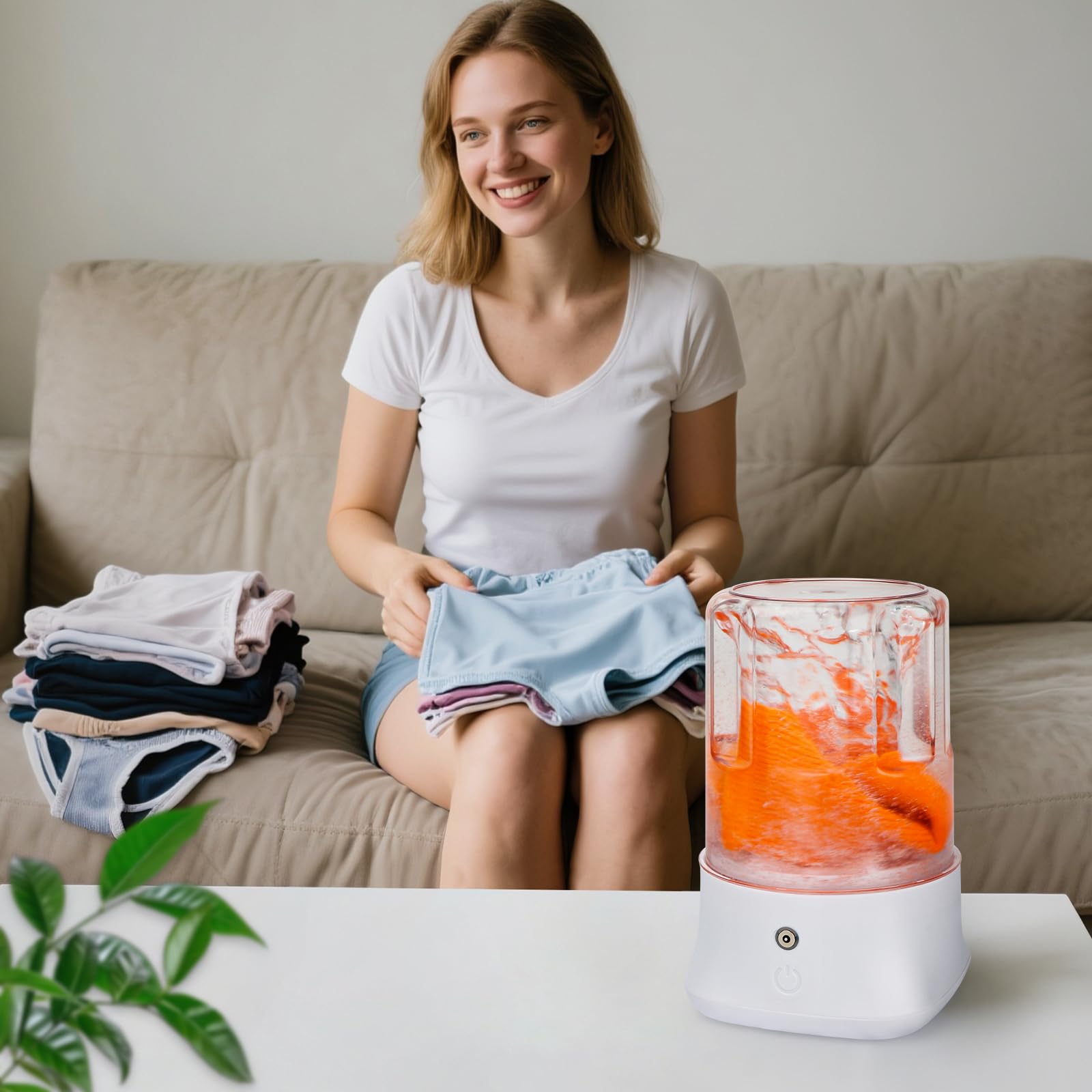 Mini lavadora portátil – Lavadora pequeña recargable por USB con 2 modos de limpieza profunda para ropa interior, calcetines y ropa de bebé, lavandería compacta de viaje para apartamento