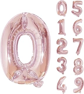 Trimming Shop 16" Foil Balloons, Number 0 Balloon, Self Sealing Helium Balloons for Birthday, Wedding, Party Supplies, Dec...