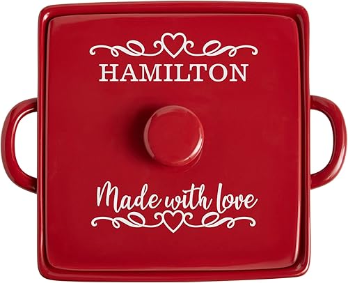 Miniatura 10 de Let's Make Memories Cazuela de gres personalizada hecha con amor, utensilios de cocina, para ella, azul marino marino,Rojo -,verde