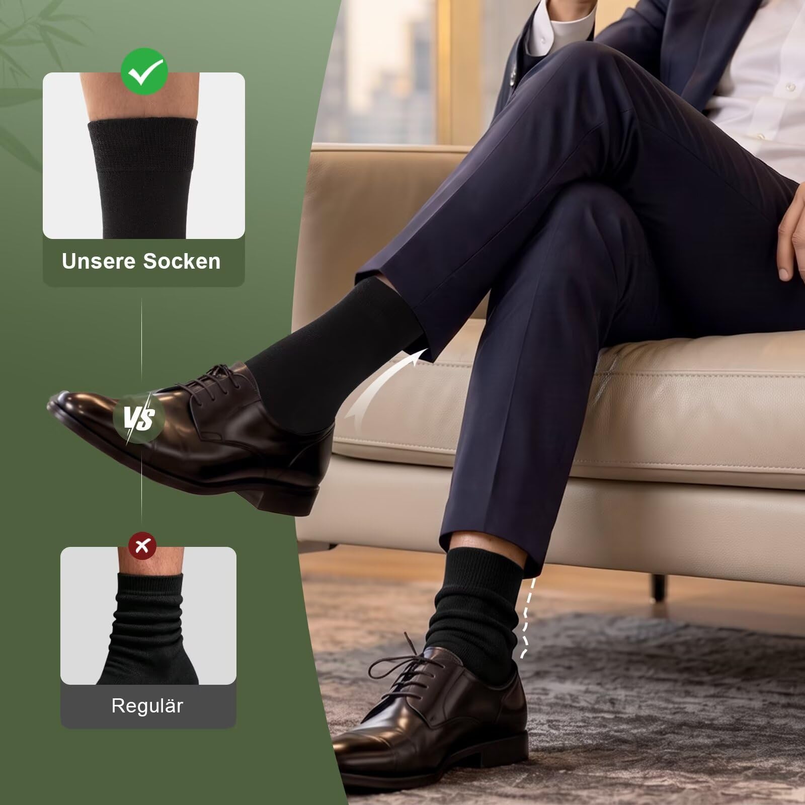 Chaussettes pour Hommes Femme Classiques en Bambou Lot de 10 Paires