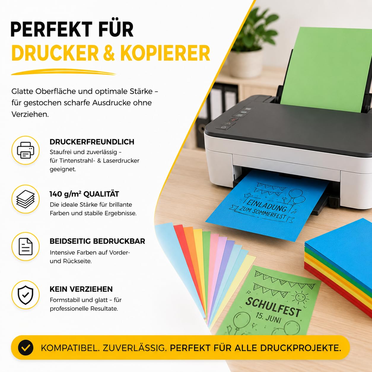 Papier kraft et carton de couleurs assorties 140 g/m² 100 feuilles pour imprimantes et loisirs créatifs