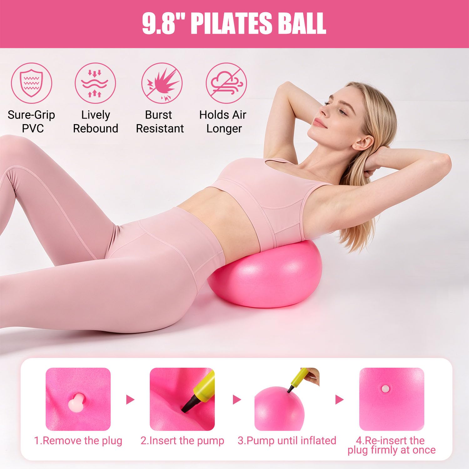 Qinkada Pilates-Set, Pilates-Ausrüstung, Heim-Set mit 38,1 cm Pilates-Ring | Workout Essentials mit Yoga-Ball, Widerstandsbänder, Figur 8, Widerstandsband, Armtrainer, Yogagurt, Socken, Tasche