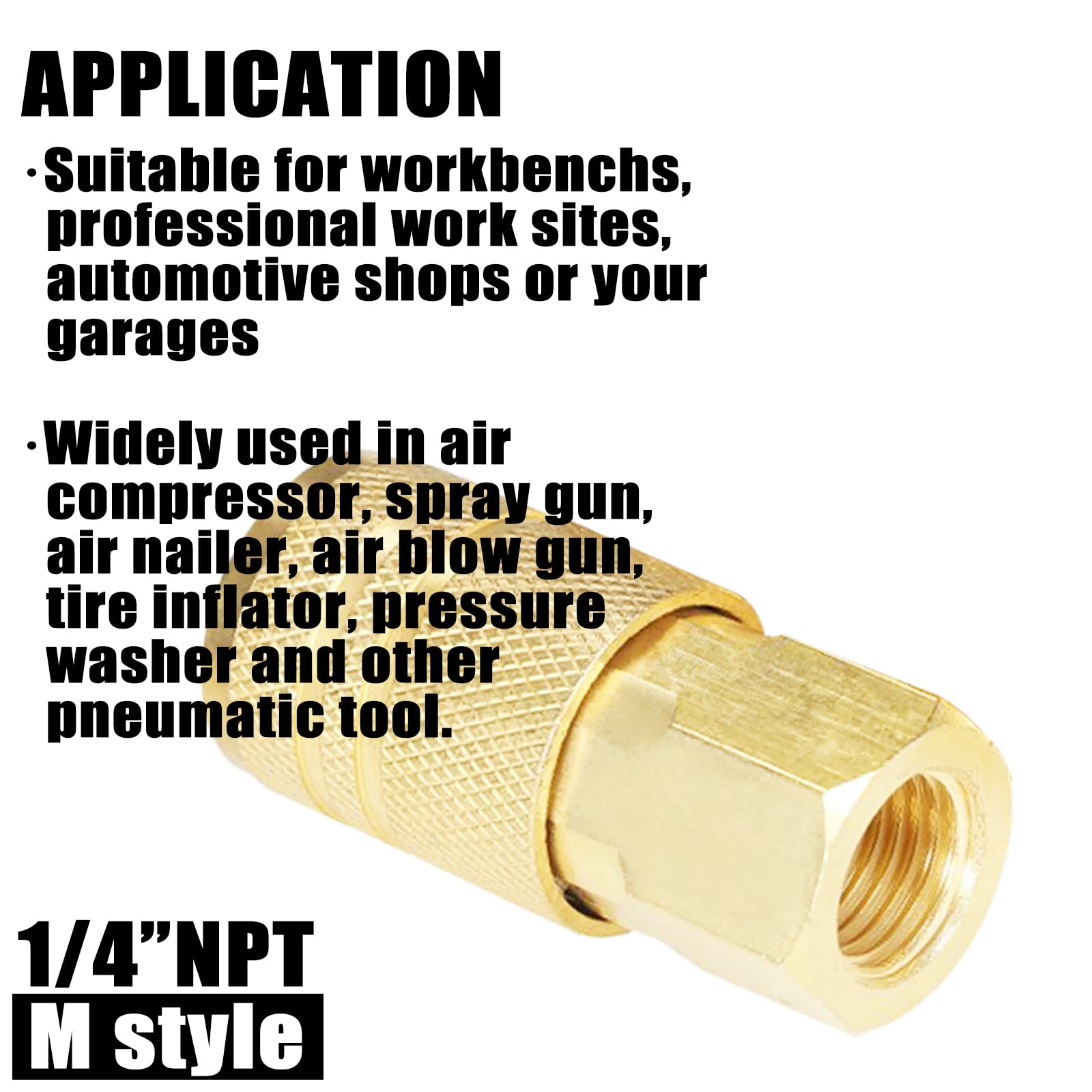 Raccordi per tubi dell'aria in ottone industriale accoppiatore 1/4" NPT filettatura femmina compressore raccordi a connessione rapida per cantieri professionali e negozi automobilistici stile