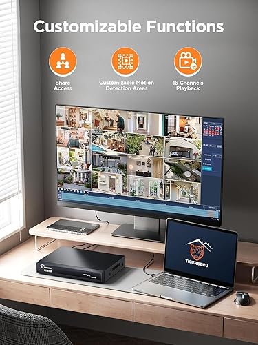 Miniatura 5 de TIGERSECU DVRNVR de seguridad Ultra HD de 5MP 8 + 8 canales con disco duro de 4 TB, ampliable a 16 cámaras, grabadora de vigilancia doméstica