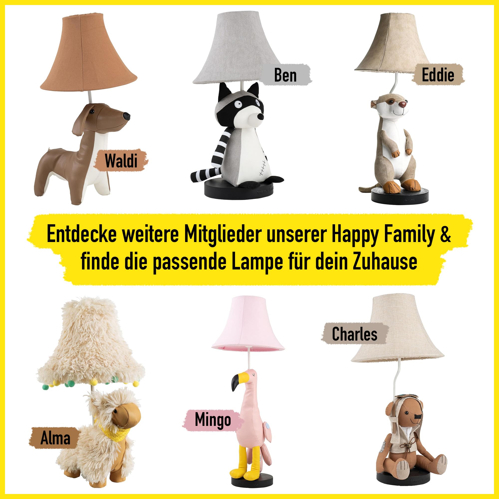 Happy Lamps Finn LED-Tischlampe Pferdelampe Kinderzimmer 47 cm | handgefertigt, kindersicher, ideal fürs Kinderzimmer, Geschenkidee