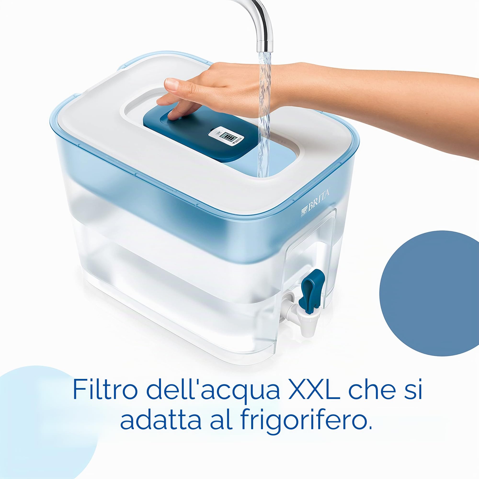 Brita Distributore filtrante per acqua 8, 2 L con filtro, Bianco
