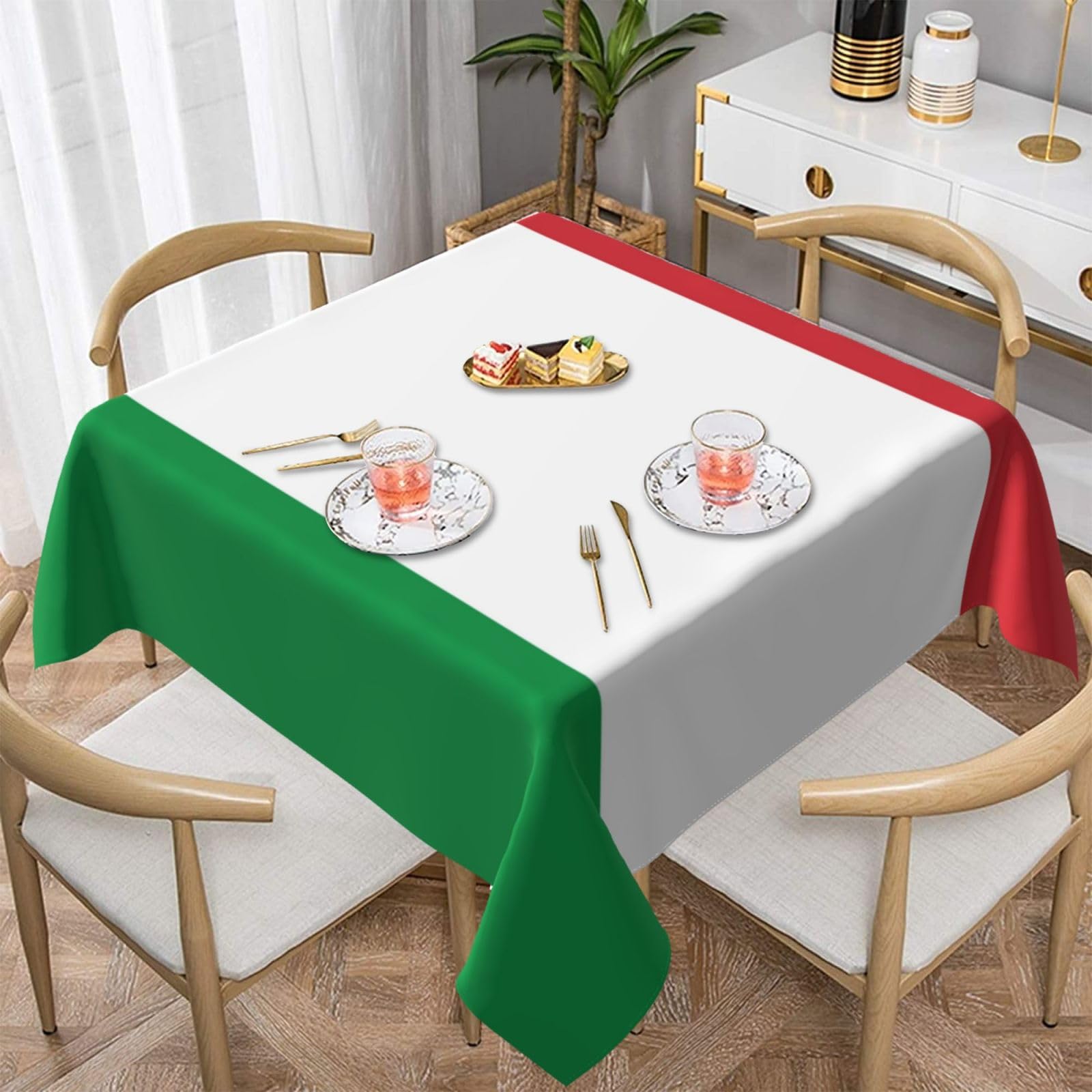 DCEHGEW italy flag Prints Square Tablecloth 152x152 CM, Waterproof Fabric Table Cloth for Dining Table, Farmhouse Table Cover for Kitchen Dining Tabletop Decoration