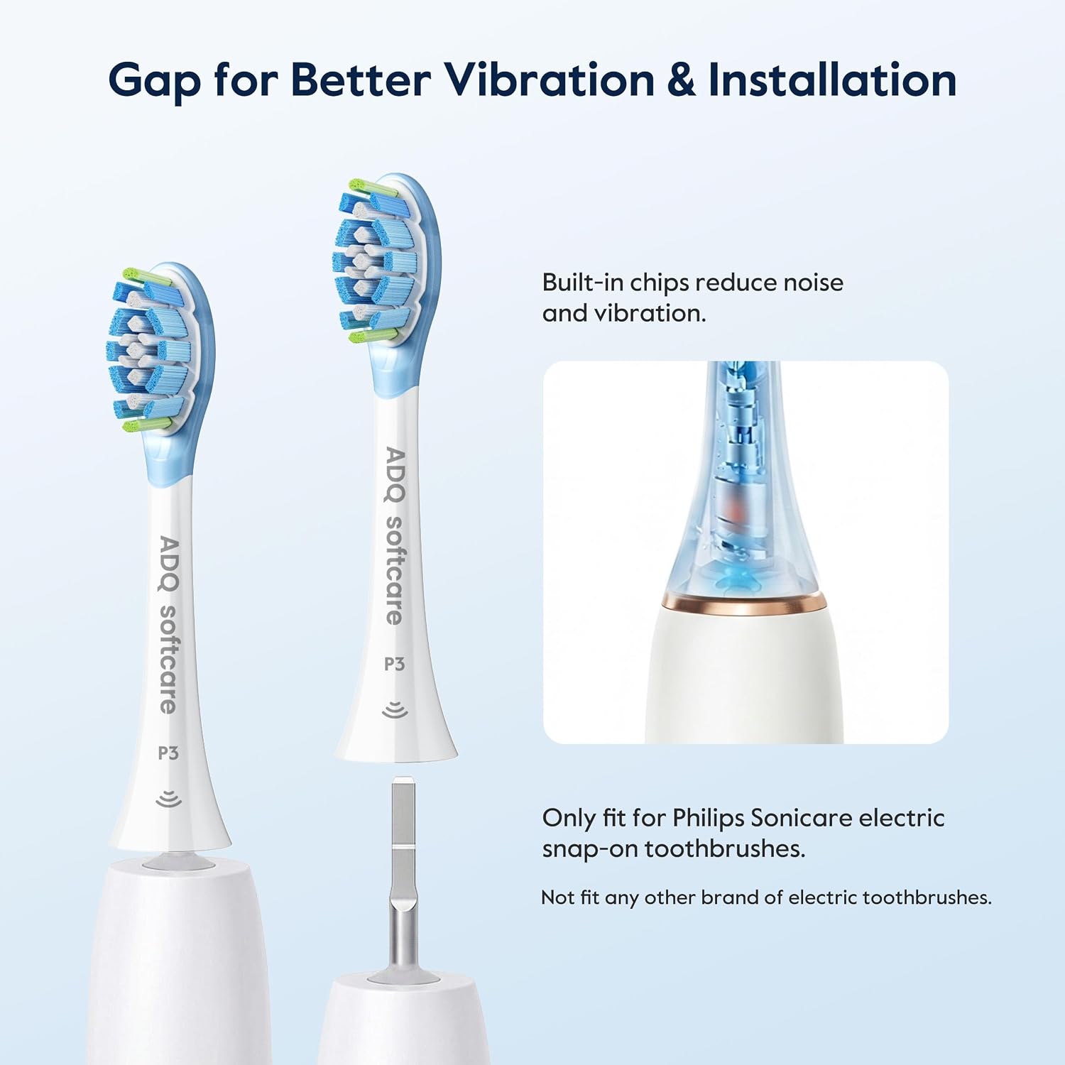 ADQ Softcare Replacement Electric Toothbrush Heads Compatible with Philips Sonicare C3, Built-in Smart Chip for Auto-Sync & Reminder, 4 Pack (1 Year Supply)