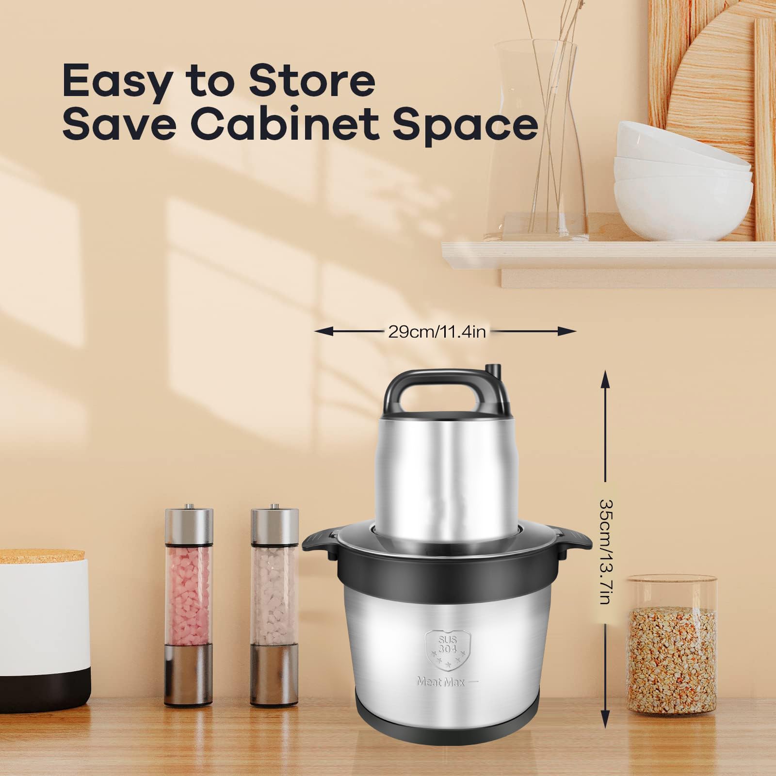Wielofunkcyjny robot kuchenny z miską ze stali nierdzewnej, wydajne siekanie i mielenie mięsa, warzyw, owoców i orzechów, idealny do przygotowania kuchni