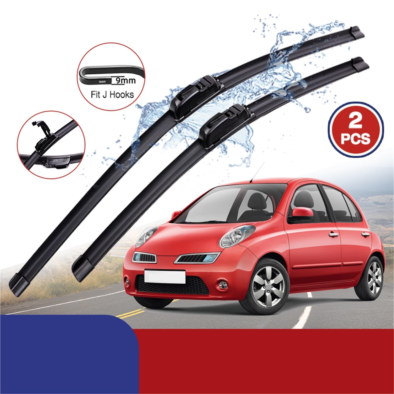 Limpiaparabrisas Delantero Para Coche Compatible Con Nissan Para Micra Para K12 2002 2003 2004 2005-2010 Limpiaparabrisas De Coche Para Tipo U Goma Suave Sin Hueso HD Silencioso 21"+18"