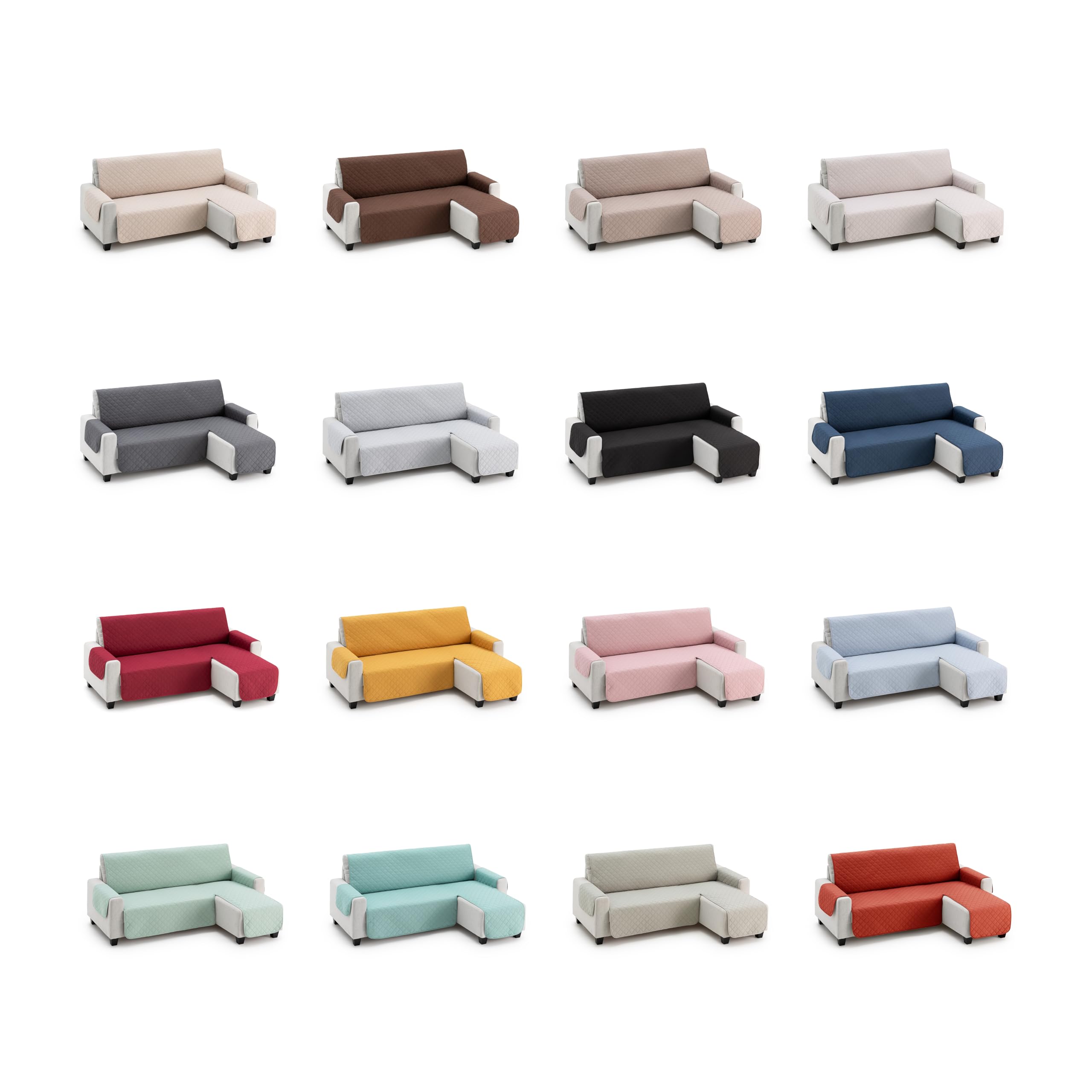 Funda Cubre Chaise Longue Acolchada Due 200 cm, Brazo Derecho, Color Gris, Protector de Sofá Universal, Tacto Suave y Resistente, Ideal para Mascotas, Fabricada en España