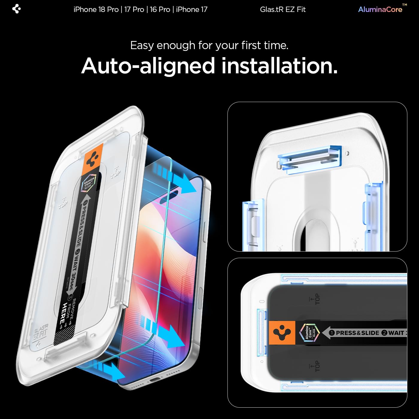Spigen EZ Fit Tempered glass for iPhone 18 Pro / 17/17 Pro / 16 Pro — Amazon image 5