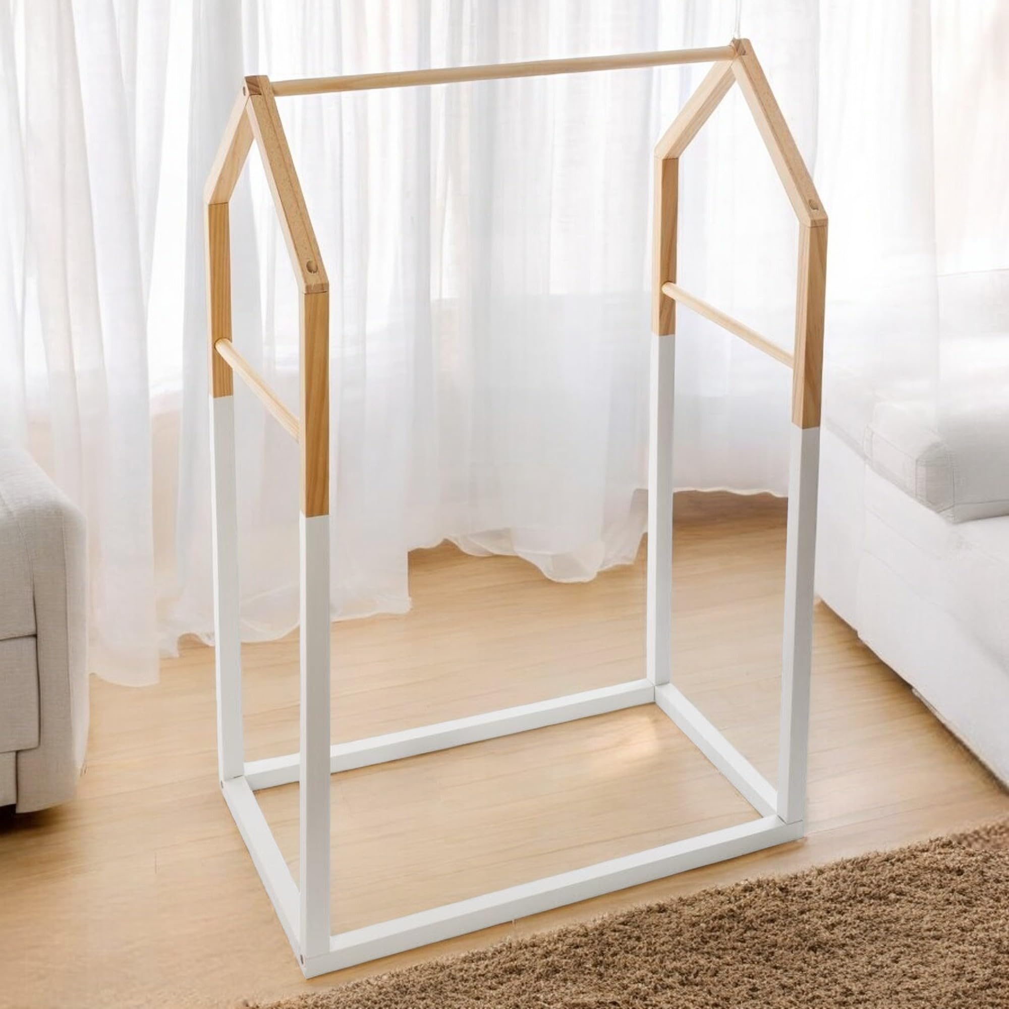 Perchero Infantil estilo casita, Madera, natural, L.60 x P.37 x H.99 cm