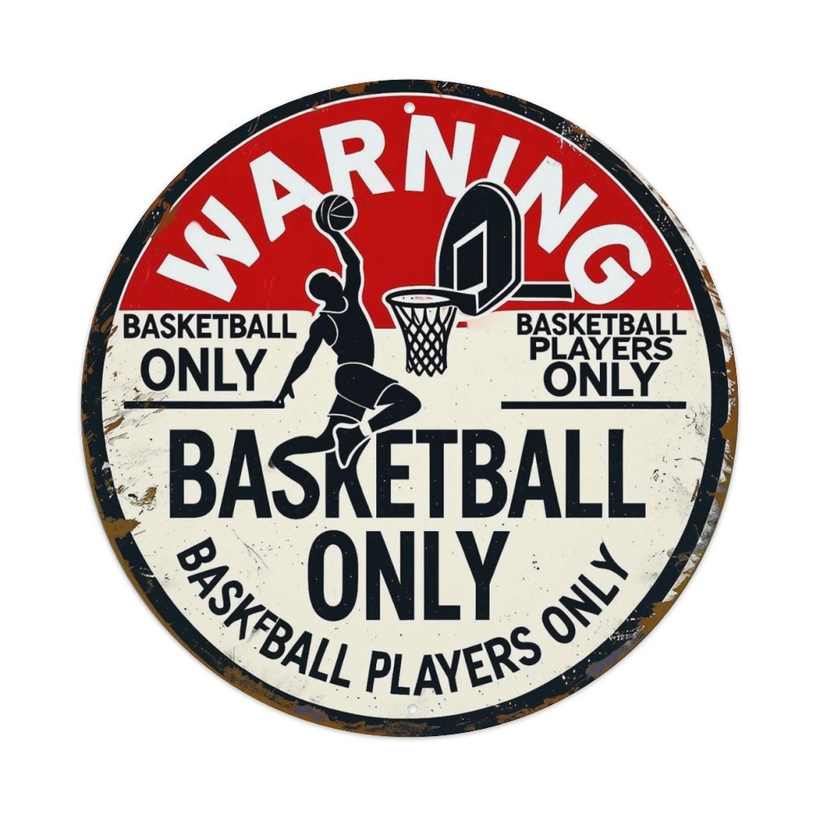 Warning Basketball Only Players Only Tin Sign Metal Poster Vintage Metal Signs for Home Man Cave Bar Cafe Kitchen laundry room Wall Decorations Gift 8x8Inch