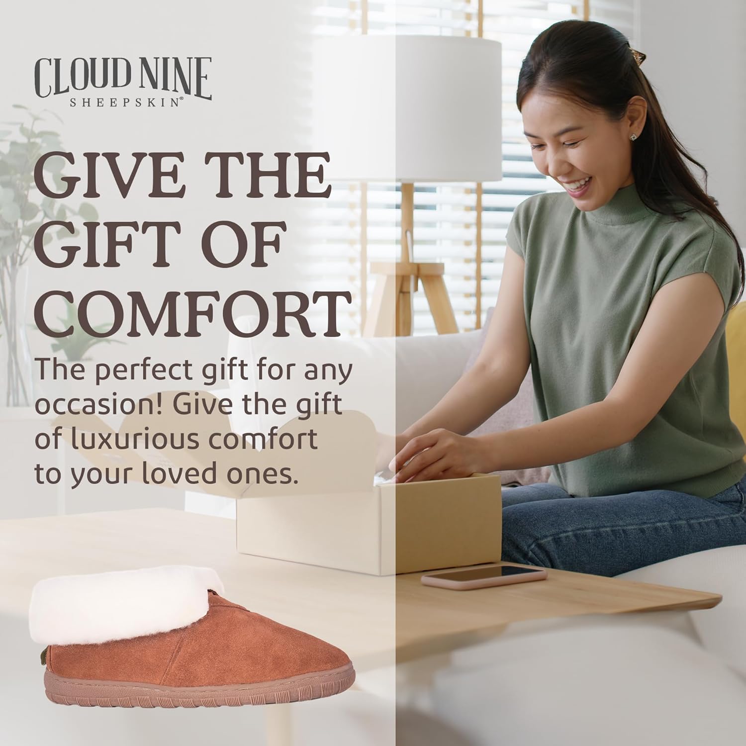 Cloud Nine Women’s Sheepskin Booties for Women - Genuine Sheepskin Slipper with Soft Suede Leather Upper and Durable TPR Sole - Image 5