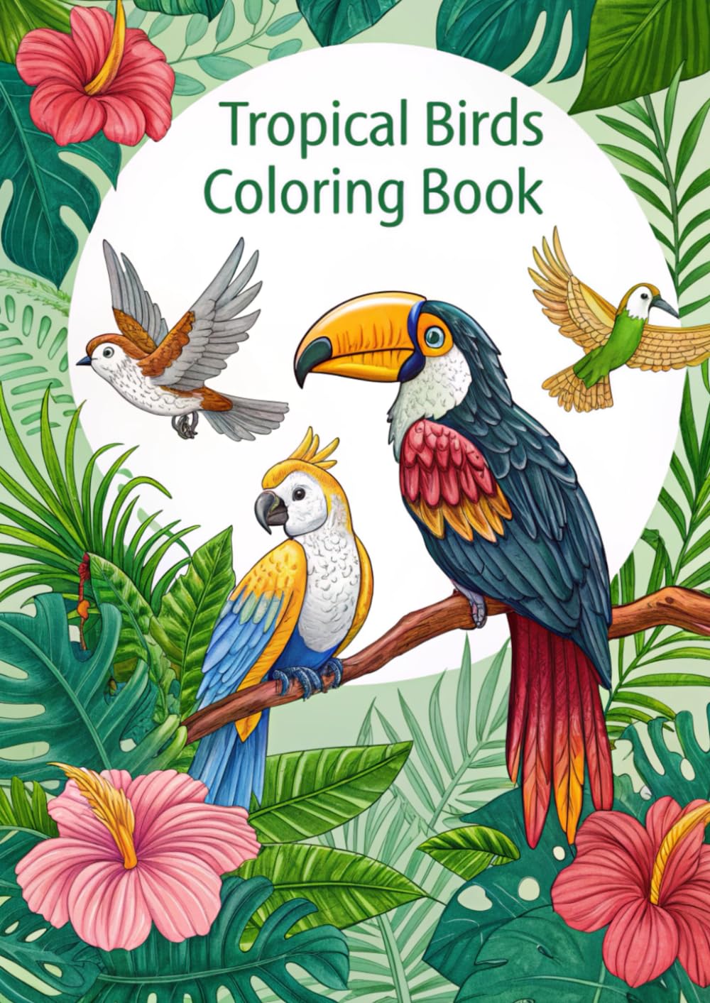 Tropical Birds Coloring Book for Kids: 25 Fun & Colorful Exotic Bird Pages: Color Parrots, Toucans, Flamingos & Exotic Birds with Fun Patterns and Jungle Scenes (Coloring Books)