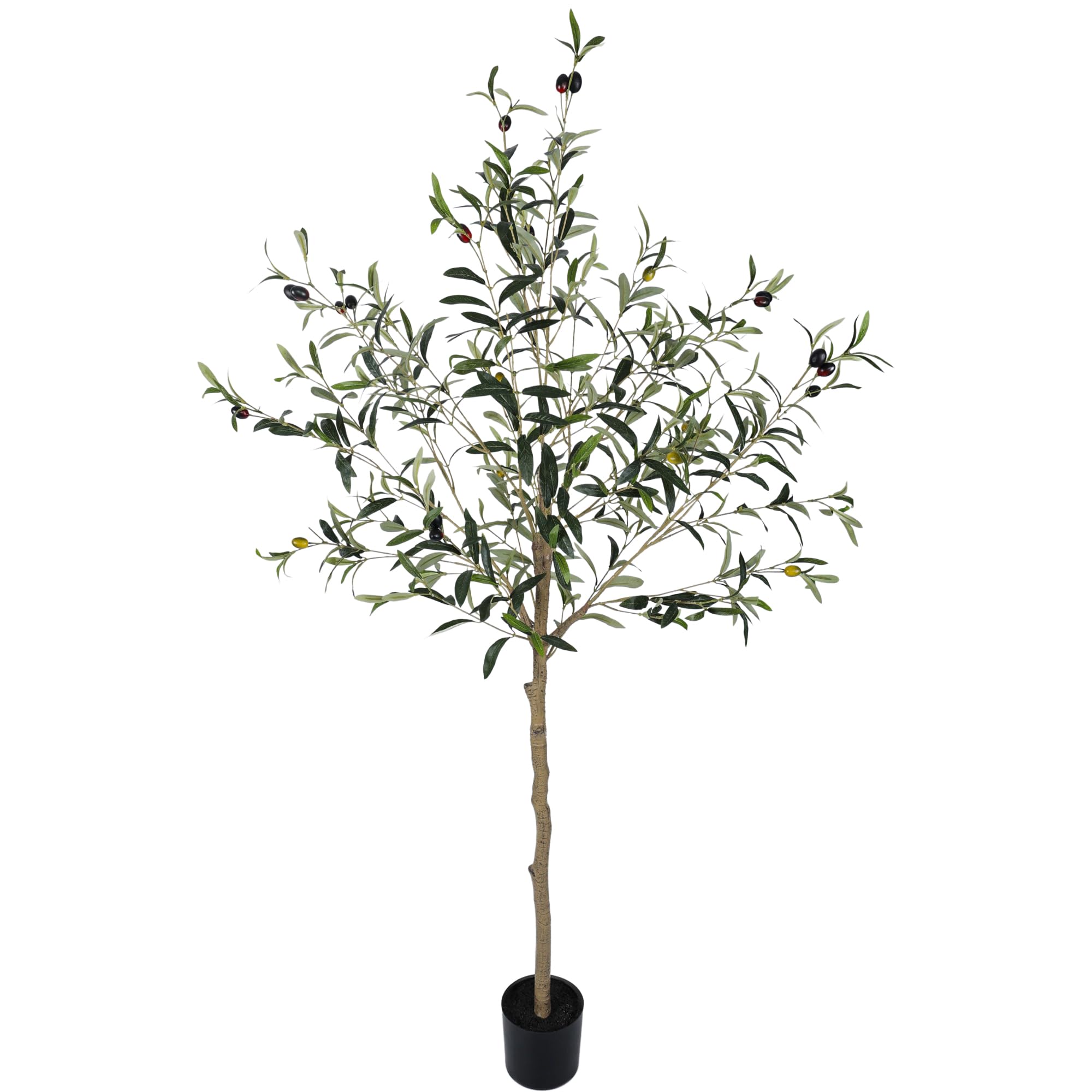 SAKSUN Olive Trees Artificial Indoor-Outdoor: Large Faux Olive Tree 5FT with Realistic Long Lasting Color Leaves & Fruits in Pot - Low Maintenance