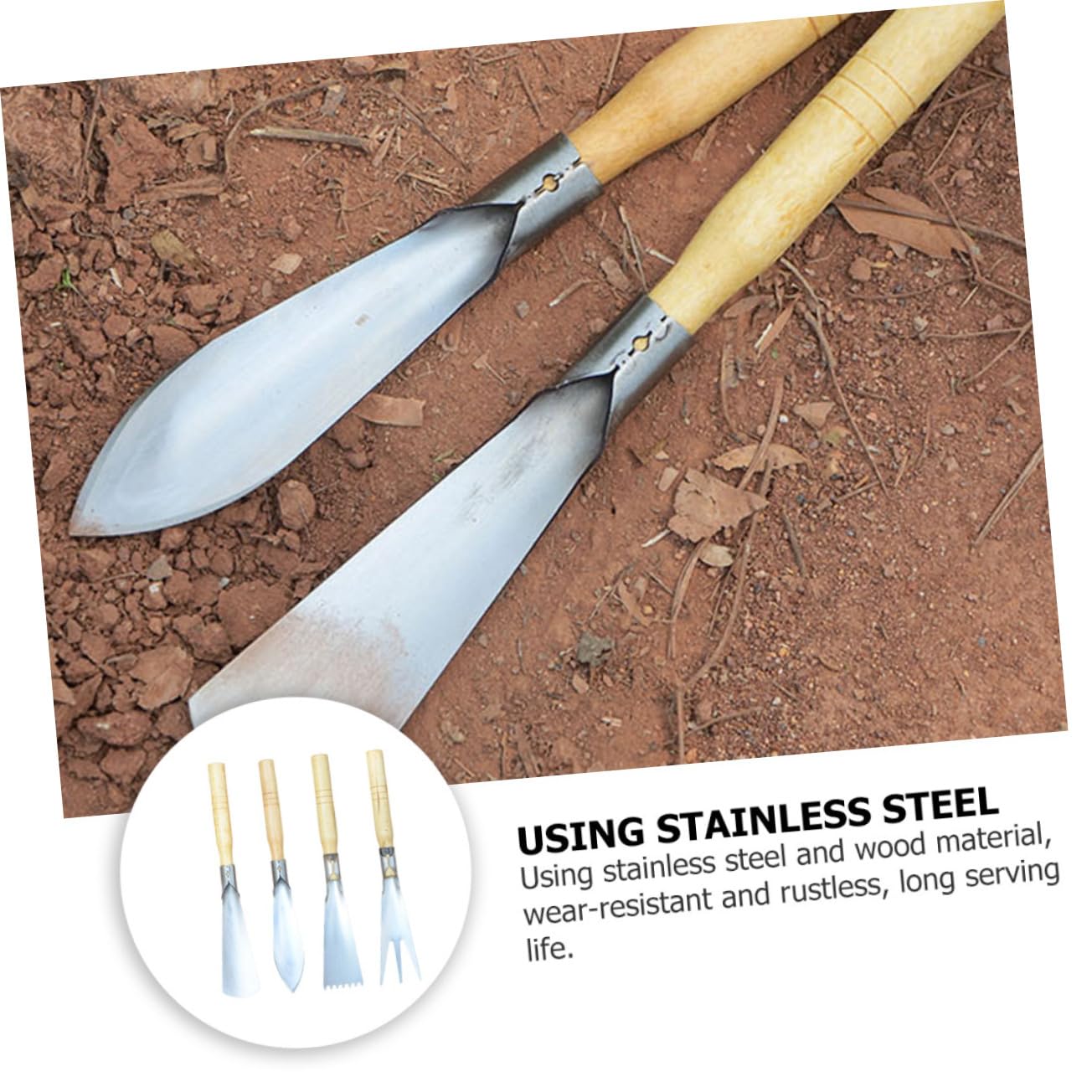 UKCOCO 4 Pièces Acier Inoxydable de Outils de Jardinage Pratiques pour Transplantation Désherbage Plantation de Plantes