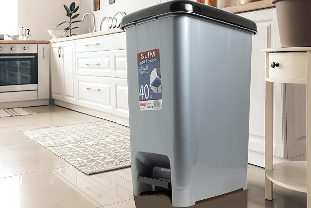 VR7 High Grade Plastic Pedal slim Waste Rubbish Kitchen Bin Dustbin (40L)