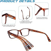 Vista 4 de Reading Glasses for Men Lightweight Square Readers Stylish Cheaters Reader Glasses Spring Hinge Comfortable Fit 4 Pack