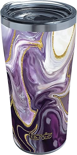 Tervis Vaso aislado de triple pared de alejandrita de mármol mantiene las bebidas frías y calientes, 20 onzas, legado, acero inoxidable
