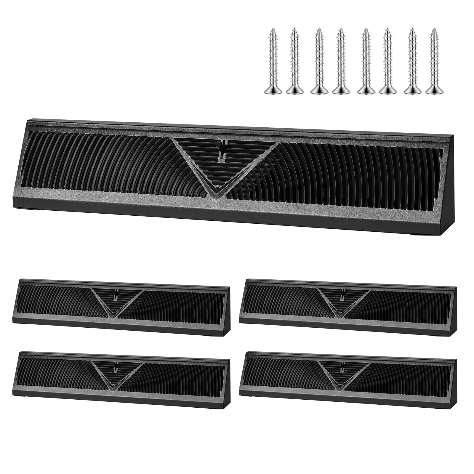 Photo 1 of 2 Pcs Baseboard Register Vent 24 Inch Duct Opening Size Baseboard Vent Covers Diffuser Adjustable Corner Return Air Grille for Home Floor Wall Air Flow Control (2, Black, 24 Inch)