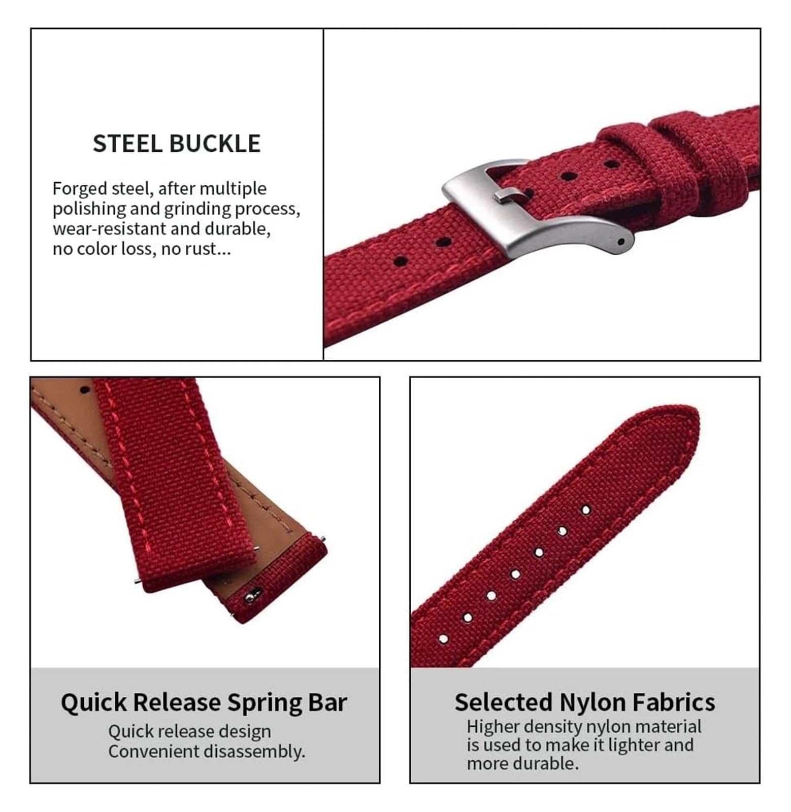 Cinturini classici in nylon, orologio a sgancio ra Cinturino in pelle di tela di nylon 18mm 20mm 22mm Cinturino da polso in pelle di nylon Bracciale in tessuto di nylon vintage universale