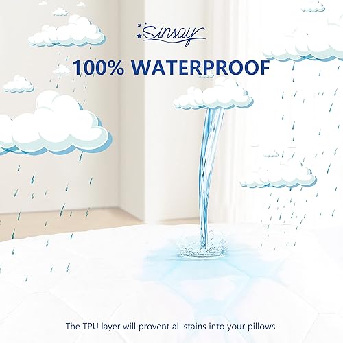 Miniatura 6 de King Quilted Fitted 100% Waterproof Mattress Pad with White Zippered Pillow Protector (White)