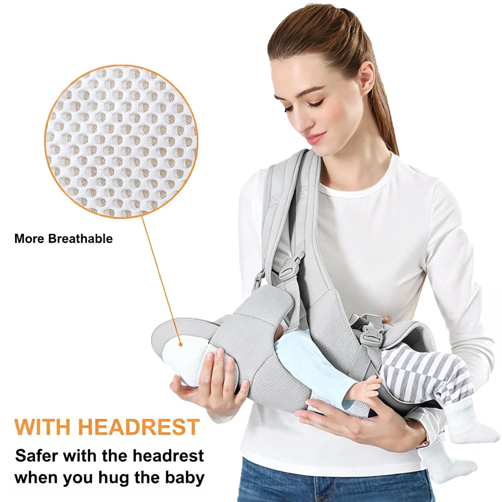 Porte Bébé Ergonomique, Porte-bébé Ventraux Dorsaux,avec Siège à Hanche, Coton Léger et Respirant, Réglable pour les Bébés et les Enfants de 0 à 48 Mois (3,5 à 25 kg)