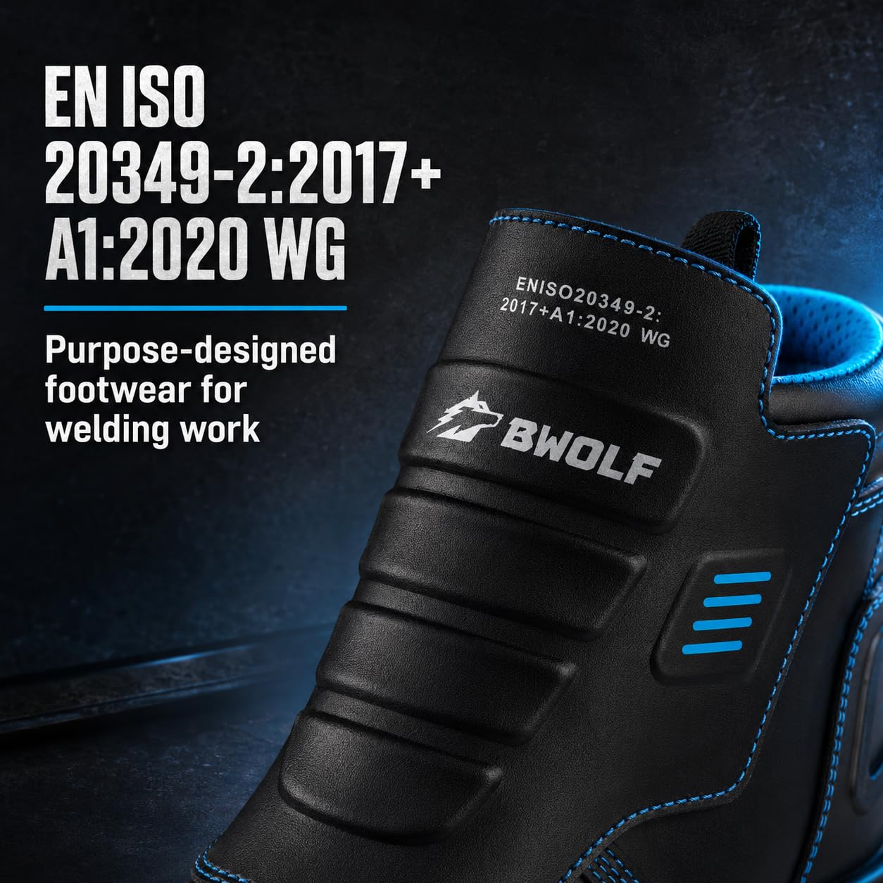 BWOLF Welder Pro HI S3 - Scarpe da lavoro resistenti al fuoco, suola antiscivolo in PU/gomma, pelle resistente al calore