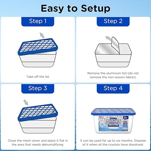 Miniatura 9 de W&E Choice Absorbedores de humedad, cajas de absorción de humedad portátiles para tu baño, armario y automóvil, deshumidificador sin fragancia,