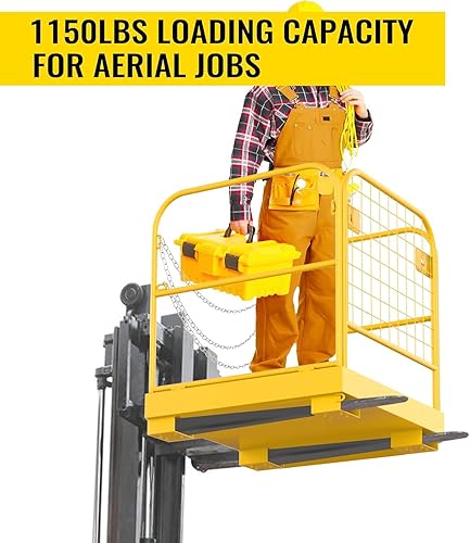Miniatura 5 de Jaula de seguridad para carretilla elevadora, cesta de hombre de carretilla elevadora de capacidad de 1200 libras, plataforma de trabajo plegable de