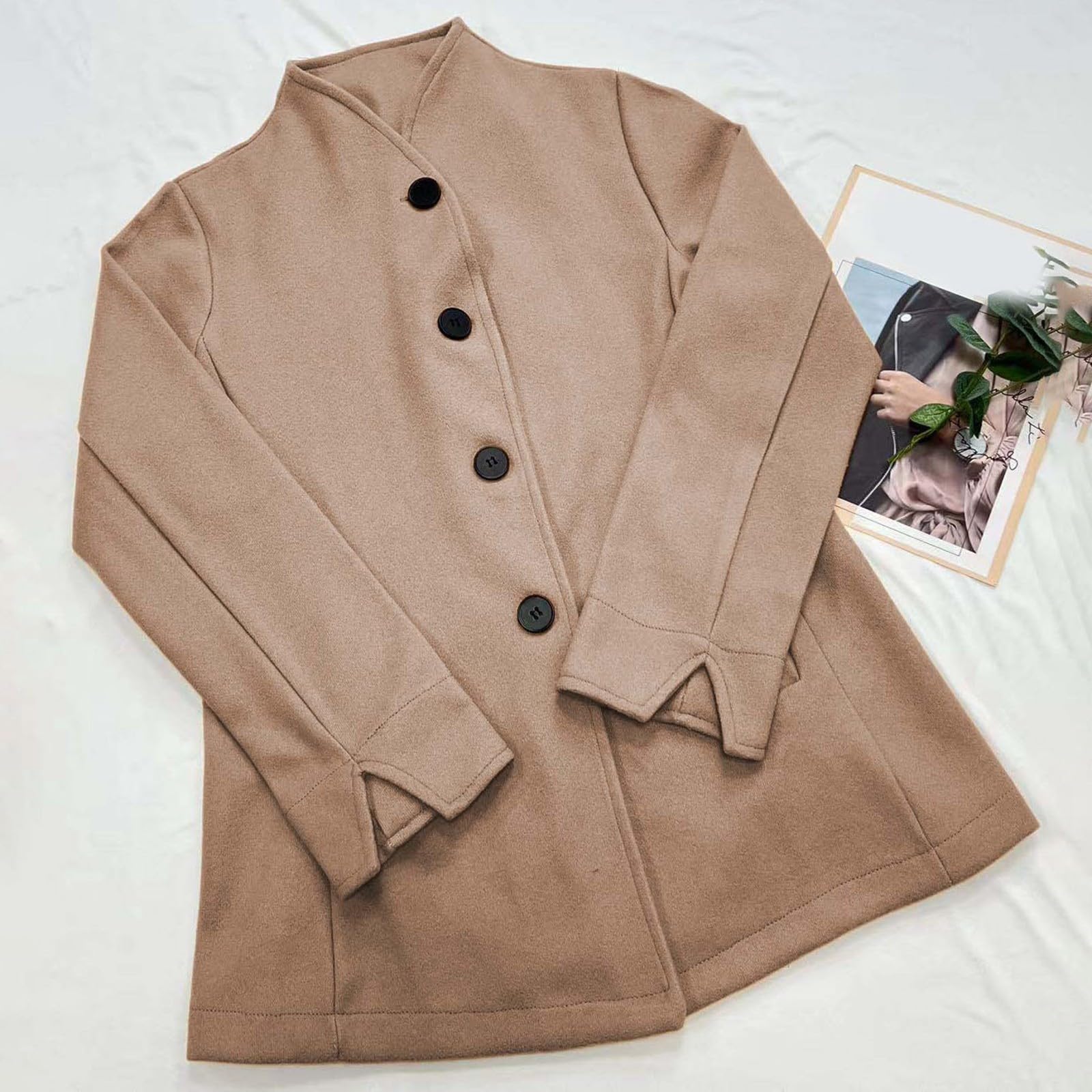 Genérico Abrigo Corto Mujer Gabardina Corta Gabardinas Elegante Ropa con Bolsillo Otoño Trench Cazadoras Casual Abrigos Entretiempo Primavera Chaqueta Paño Invierno