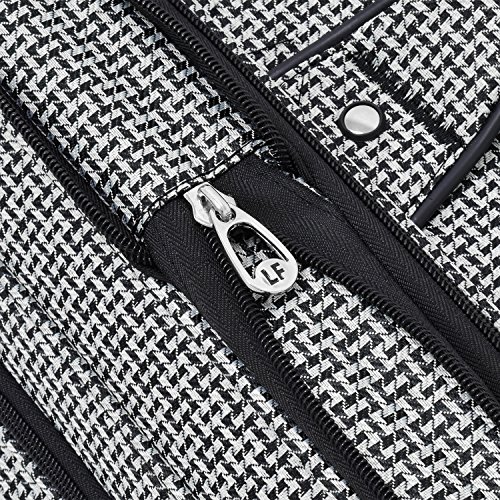LONDON-FOG-Softside-15-inch-Under-The-Seat-Bag-Black-White-Square-Jacquard-15-Inch-Softside-15-inch-Under-The-Seat-Bag