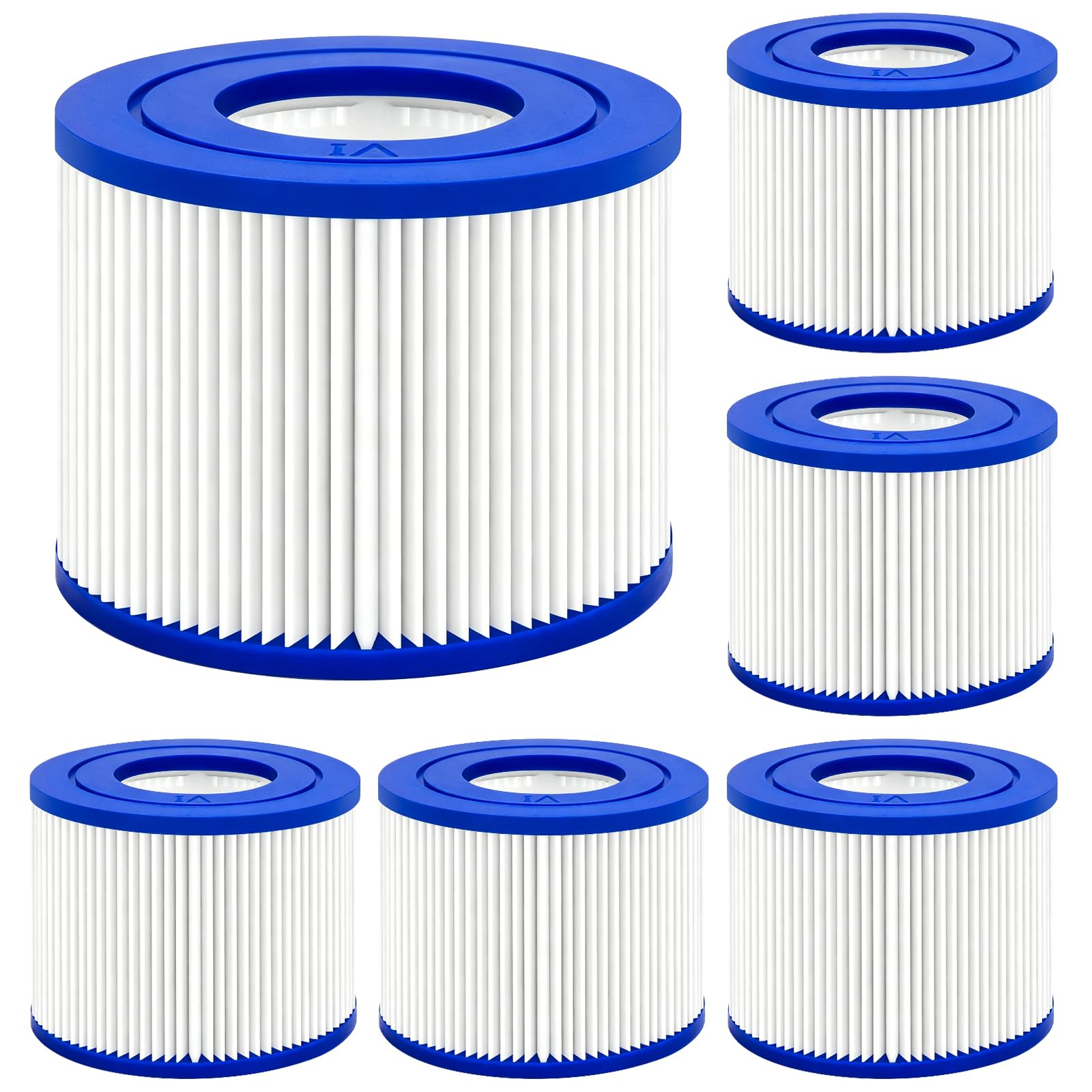 Erzekrim 6 Stück Filter VI für Pool Filterkartuschen VI für Bestway Miami Filter Cartridge VI Kompatibel mit Lay-Z-Spa, Monaco, Vegas, Palm Springs, Ersetzt die Originalkartusche BW58323/90352E
