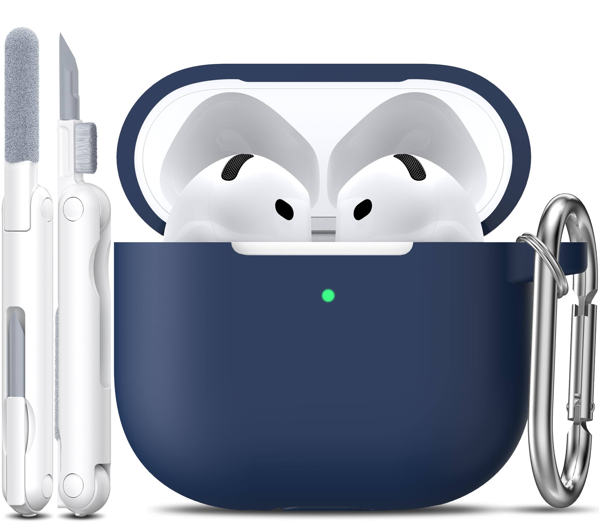 R-fun Funda para AirPods 4 con Kit de Limpieza, Case de Silicona Suave con Llavero, Funda Protectora Completa para Hombres y Mujeres, Compatible con Apple Latest Airpods 4th, Rojo — view 45