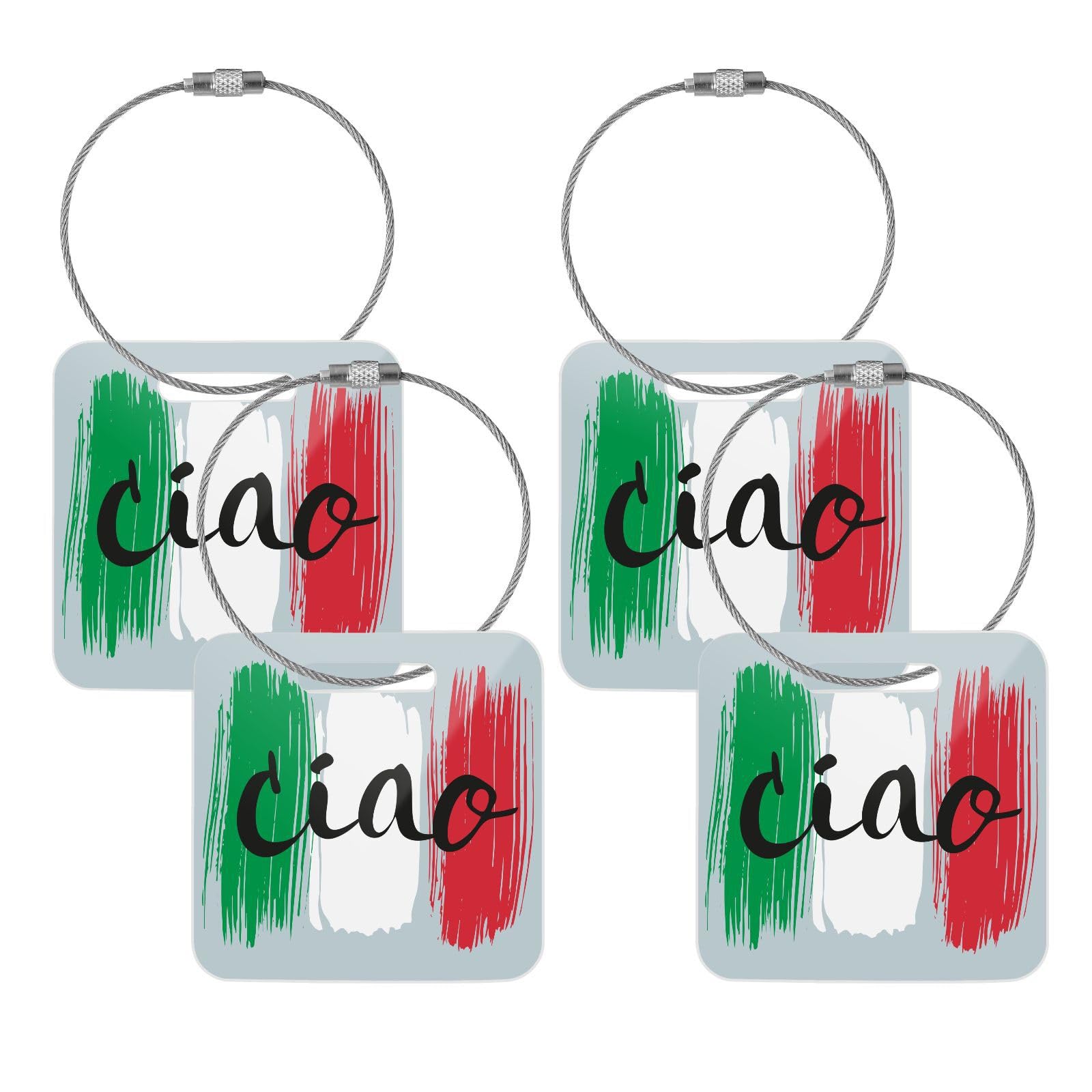 susiyo 4 Pcs Luggage Tags Ciao Italian Acrylic Suitcases Bag Tags for Travel Bags Christmas Ornament Tags