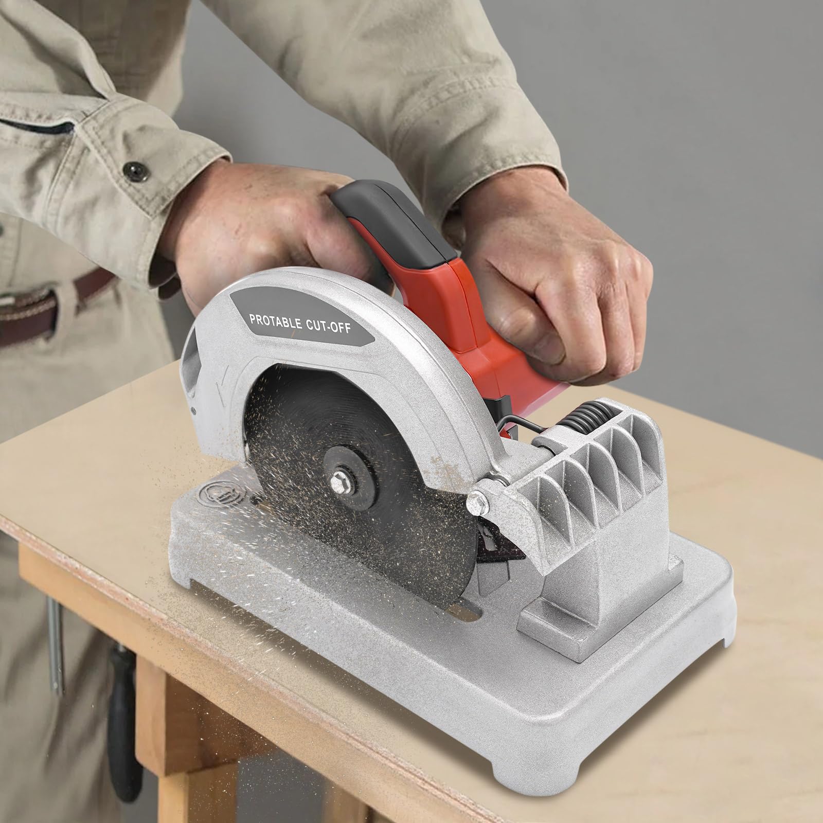 Scie radiale 220 V - Scie à onglet - 5200 tr/min - Petite scie circulaire de table - Réglable de 0 à 45 ° - Pour couper le bois, le métal