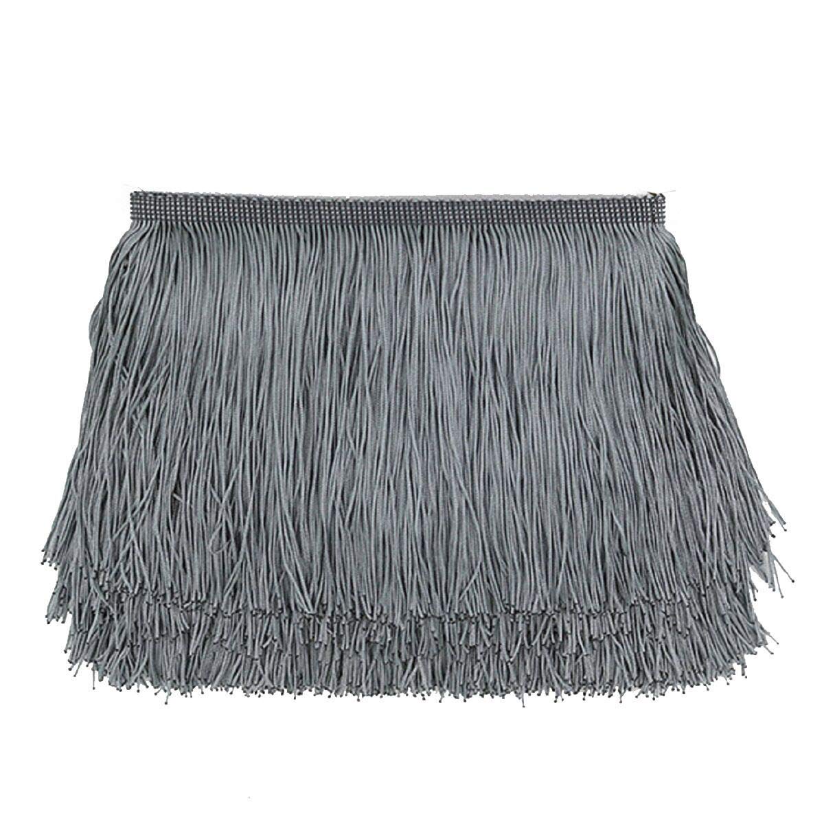 Yalulu 10 Meters Latin Fringe Polyester Tassel Lace Trimming DIY Latin Macrame Samba Dance Clothing Curtain Lace Trim Clothes Accessories (Silver)