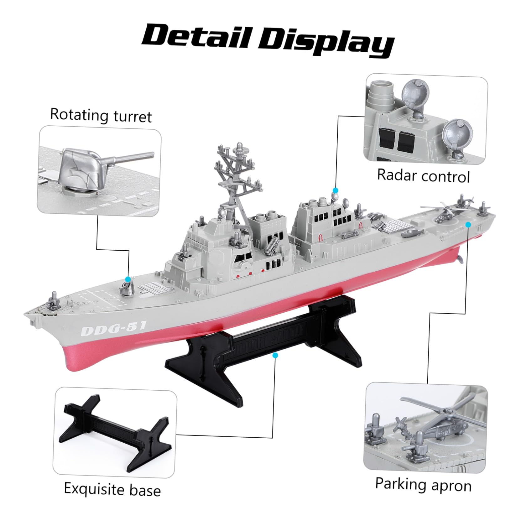 SUPVOX Jouet Poisson en Plastique Modèle de Bateau de Guerre pour Garçon et Filles Garçons, Présent d'anniversaire et Décoration de Chambre Apparence de Navire de Guerre Créative