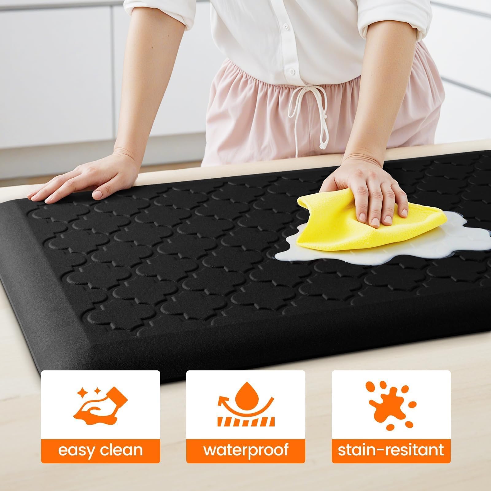 TranquilRelax Tapete de cocina antifatiga de 4/5 pulgadas de grosor, resistente al agua, antideslizante, tapete ergonómico y cómodo para el hogar, cocina, oficina, lavandería, 17.3 x 60 pulgadas