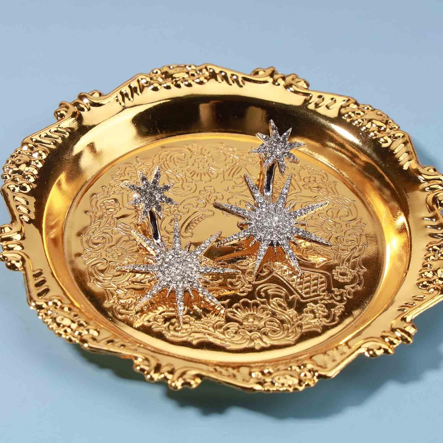 Andelaisi Sun Stars Drop Earrings Rhinestone Ear Jackets Earrings Silver Starburst Double Sided Stud Earrings Star Front Back Earring Sparkling Ear Studs Earrings Jewelry for Women - Image 8