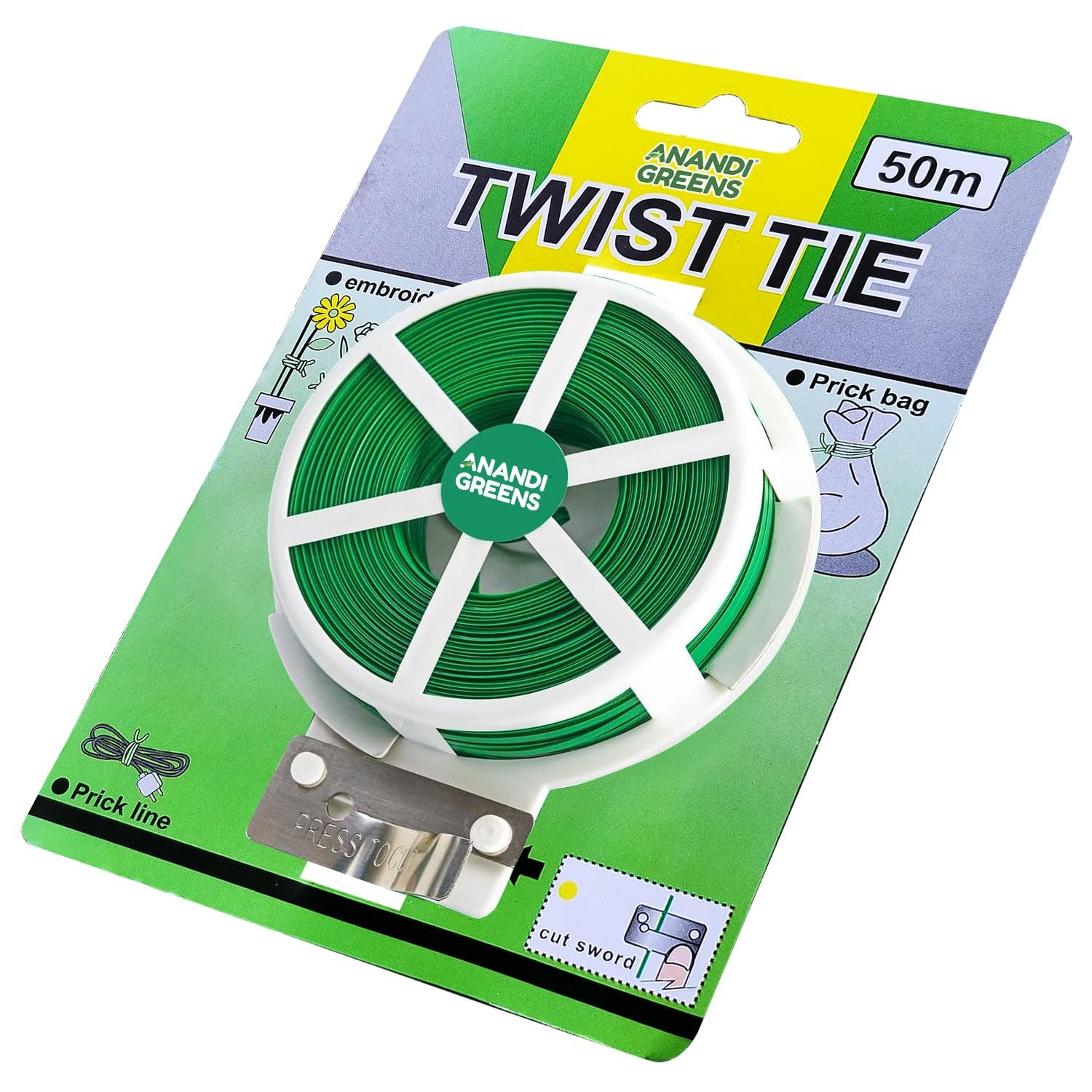 Anandi Greens Twist Tie Wire 50m Pack of 1 Long Build in Cutter Ideal for Plants Support Easy to Use Versatile Usage-image-4